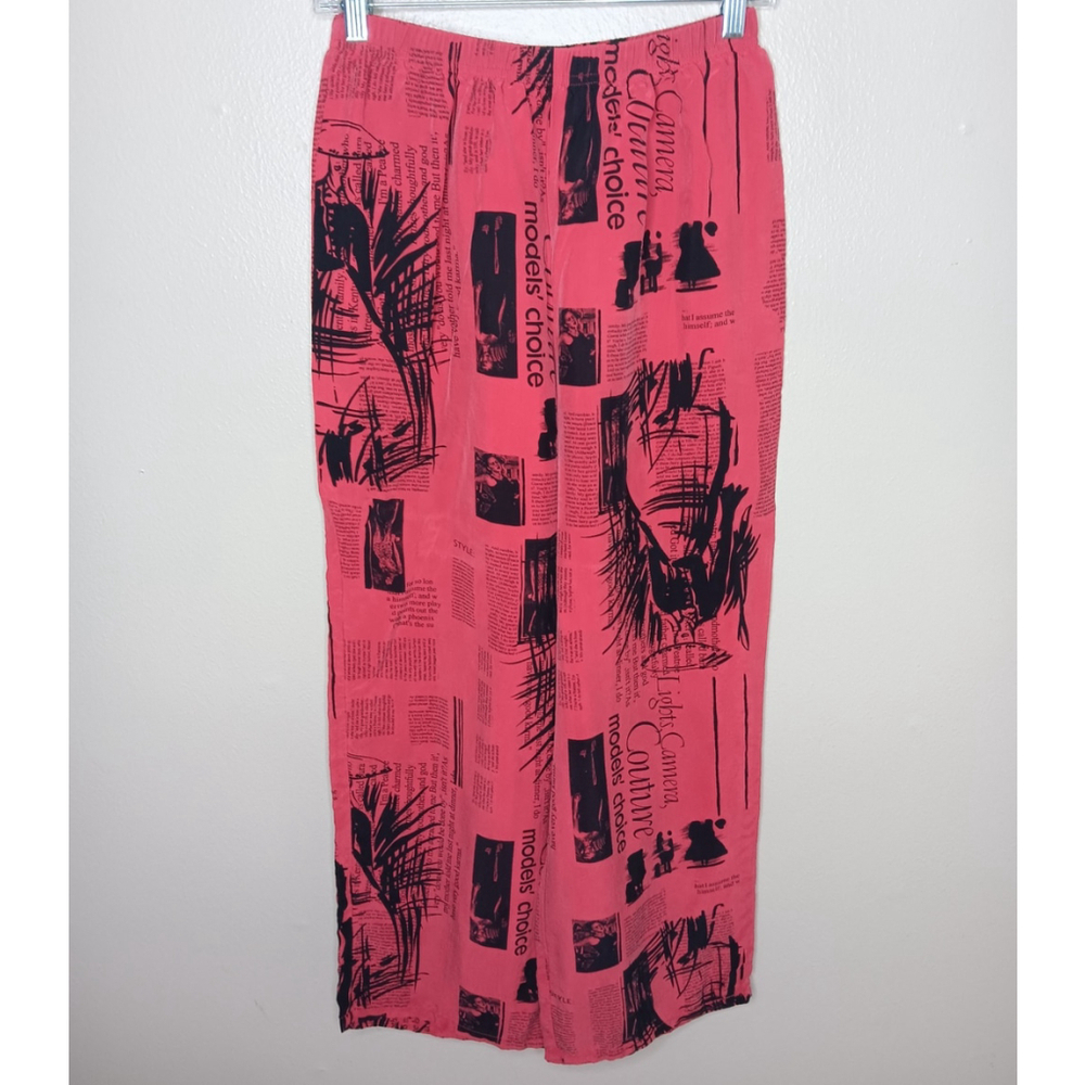 VTG David Dart Medium Art Pants Wide Leg Lagenlook Skater Goth Red Cupro USA